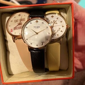 Kate Spade Watch Set with Black, Pink, and Yellow Bands